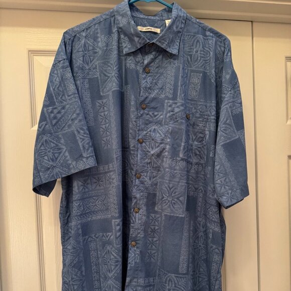 Moda Campia Men's Hawaiian Island Shirt Blue Size XL 100% Cotton - Picture 1 of 3